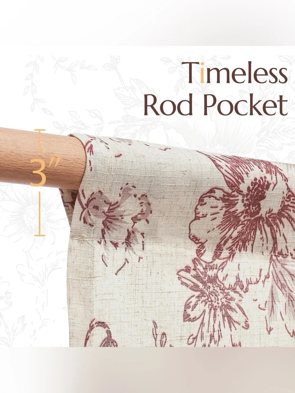 Floral Linen Blend Tie-Up Roman Shade Curtain Valance 42x45 Light Filtering